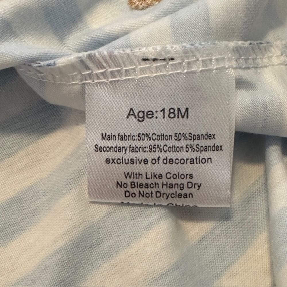 Boutique Abby & Evie 18 Month Blue Striped Dog School Theme Dress Cotton Blend - Picture 8 of 8